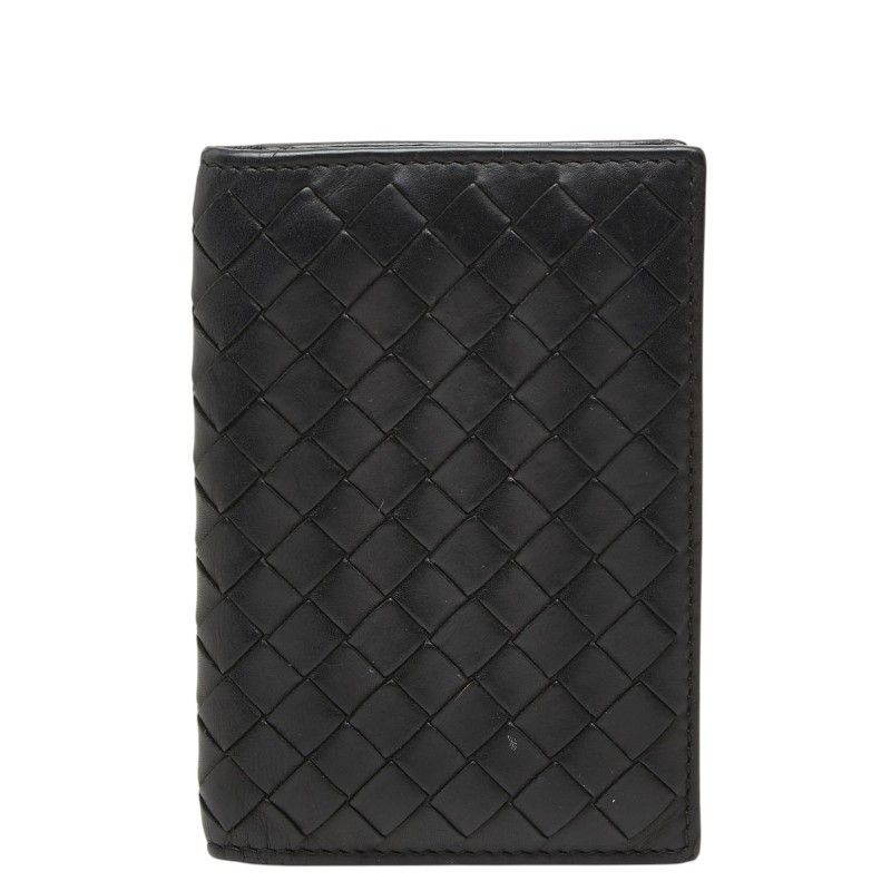 Bottega Veneta Intrecciato Card Case Business Holder Black Leather