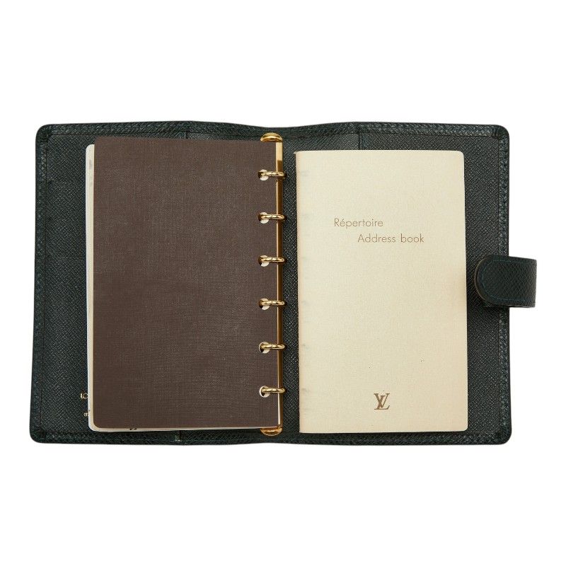 Louis Vuitton Taiga Agenda PM Notebook Cover Esepia Green Leather