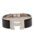 Hermes Clic Clac PM Bracelet Silver Black Metal Enamel