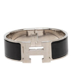 Hermes Clic Clac PM Bracelet Silver Black Metal Enamel