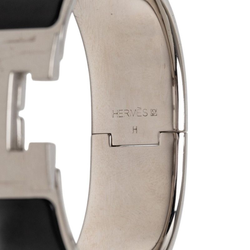 Hermes Clic Clac PM Bracelet Silver Black Metal Enamel