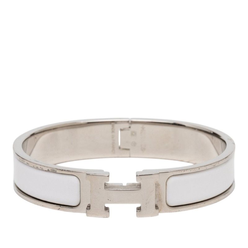 Hermes Clic PM Bracelet Silver White Metal Enamel