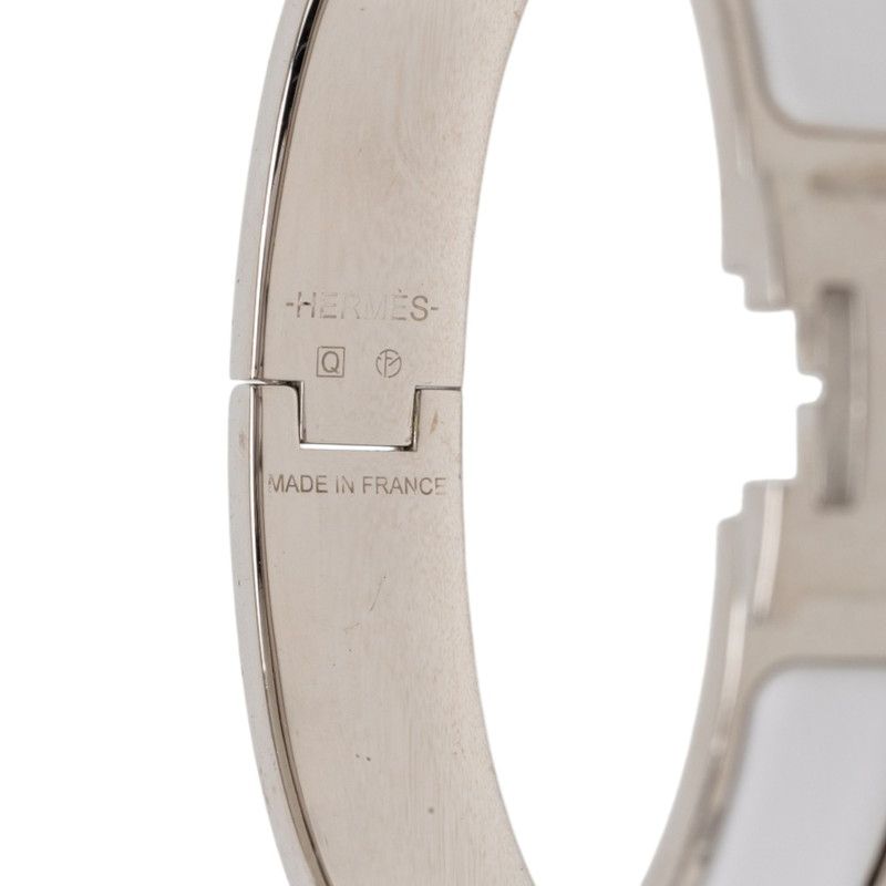 Hermes Clic PM Bracelet Silver White Metal Enamel