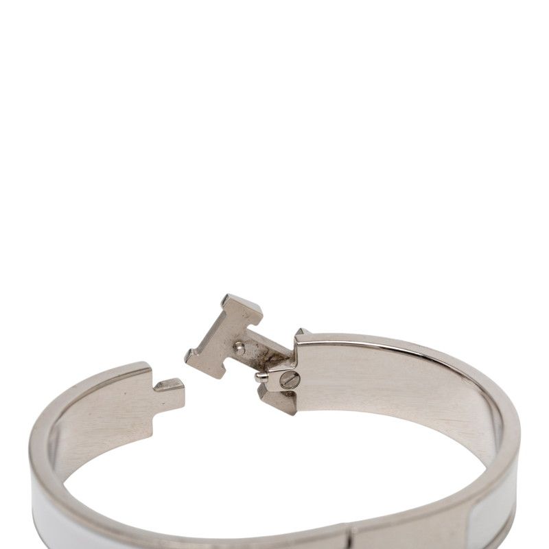 Hermes Clic PM Bracelet Silver White Metal Enamel