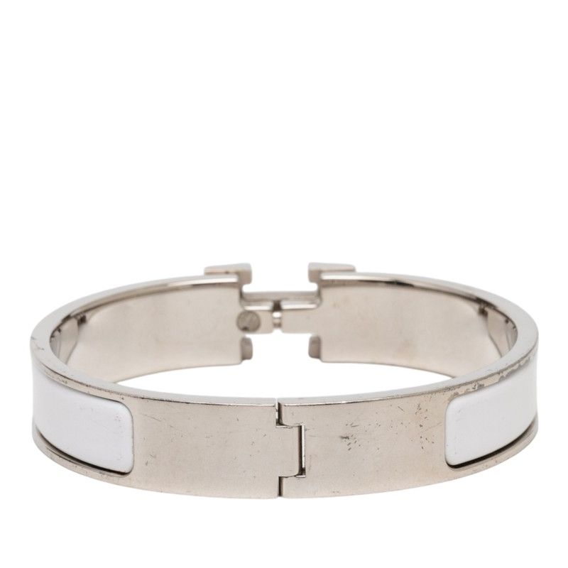 Hermes Clic PM Bracelet Silver White Metal Enamel