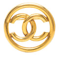 Chanel CC Logo Round Brooch Gold Plated