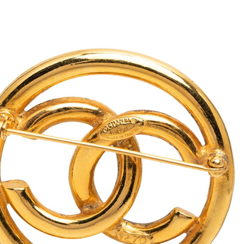 Chanel CC Logo Round Brooch Gold Plated