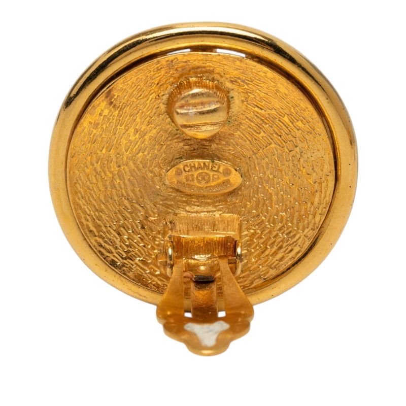 Chanel CC Logo Round Earrings Gold Plated