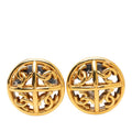 Chanel CC Logo Round Earrings Gold Plated