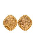 Chanel CC Logo Diamond Motif Earrings Gold Plated