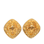 Chanel CC Logo Diamond Motif Earrings Gold Plated