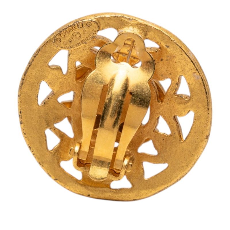 Chanel Vintage CC Logo Earrings Gold Plated