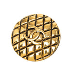 Chanel Vintage Quilted CC Logo Brooch Gold Plated