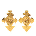 Chanel CC Logo Cross Motif Vintage Earrings Gold Plated