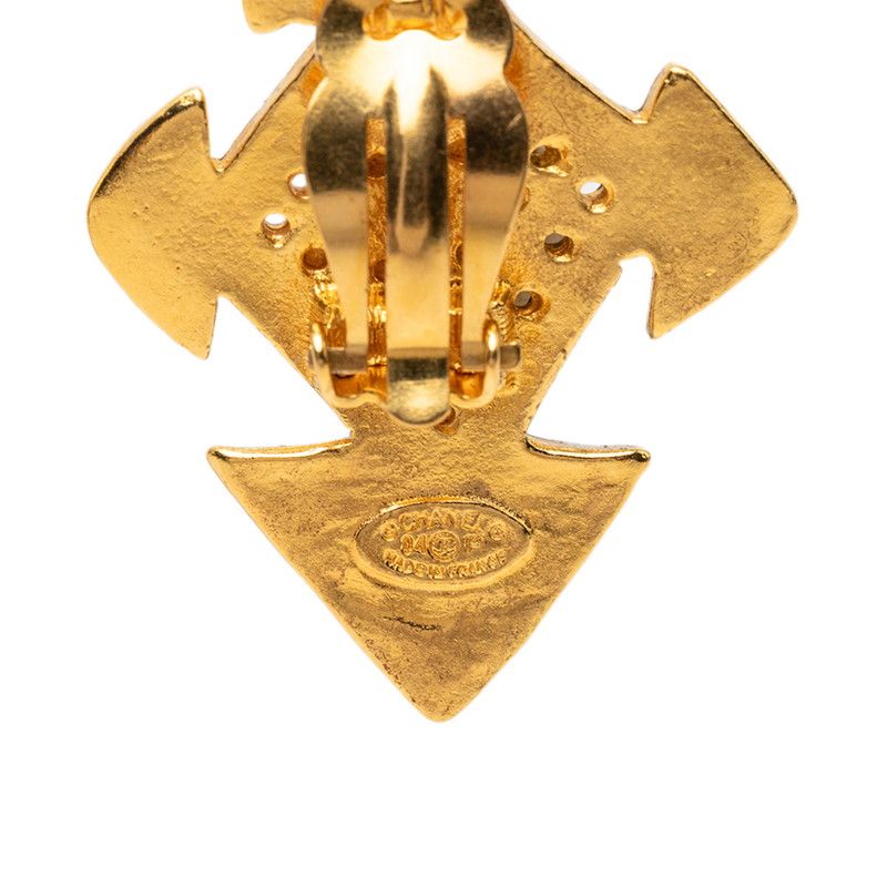 Chanel CC Logo Cross Motif Vintage Earrings Gold Plated