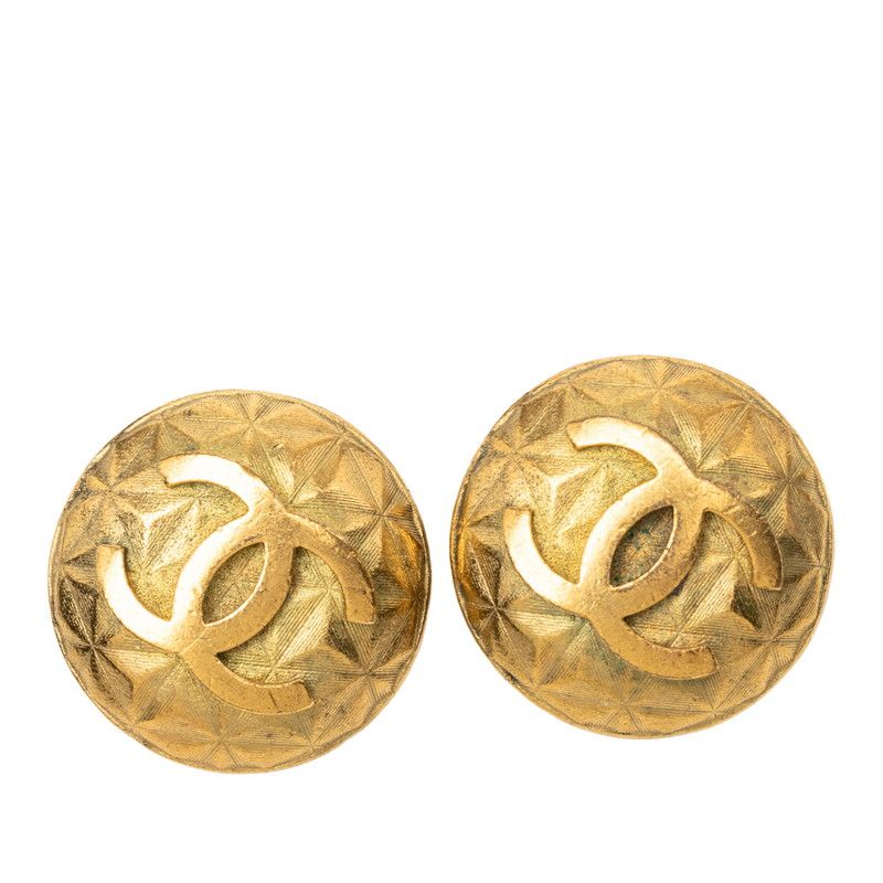 Chanel Vintage CC Logo Earrings Gold Plated