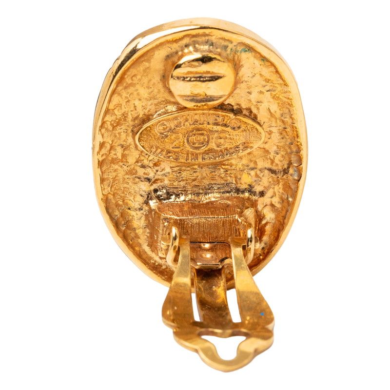 Chanel Vintage CC Logo Earrings Gold Plated