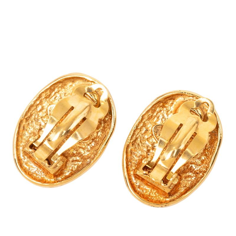 Chanel Vintage CC Logo Earrings Gold Plated