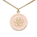 Chanel Vintage Camellia CC Logo Necklace Gold Pink Plated