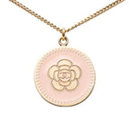 Chanel Vintage Camellia CC Logo Necklace Gold Pink Plated