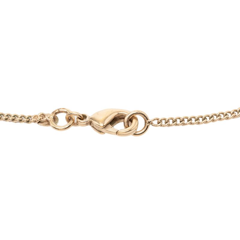 Chanel Vintage Camellia CC Logo Necklace Gold Pink Plated