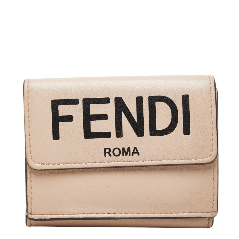 Fendi Roma Micro Trifold Wallet Compact Pink Leather