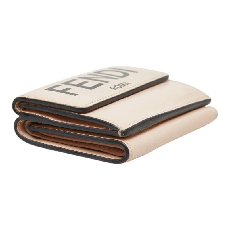 Fendi Roma Micro Trifold Wallet Compact Pink Leather