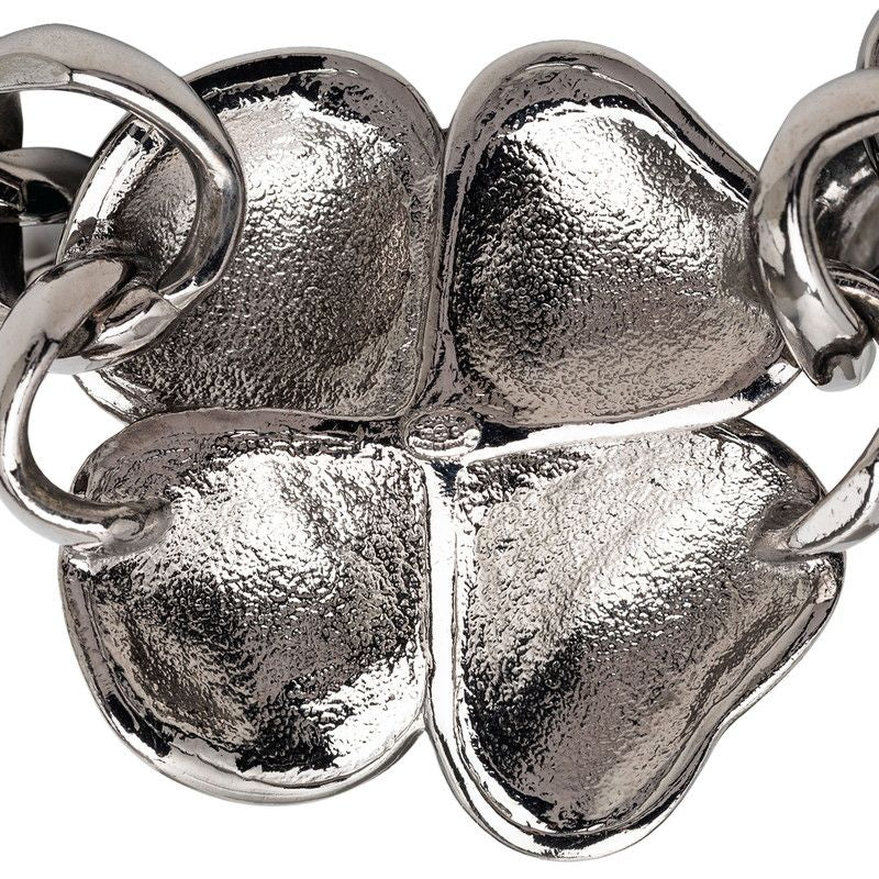 Chanel CC Logo Camellia Chain Bracelet 06c Silver Green Metal