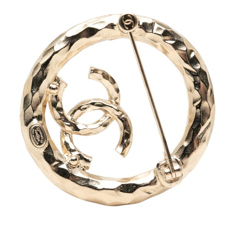 Chanel CC Logo Brooch Gold Plated Rhinestone
