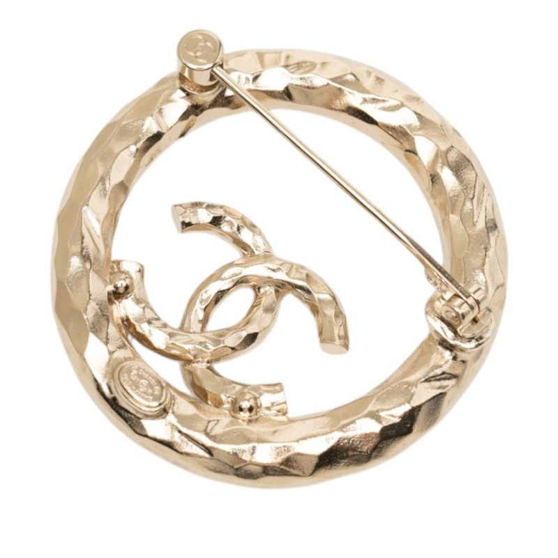 Chanel CC Logo Brooch Gold Plated Rhinestone
