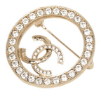 Chanel CC Logo Brooch Gold Plated Rhinestone