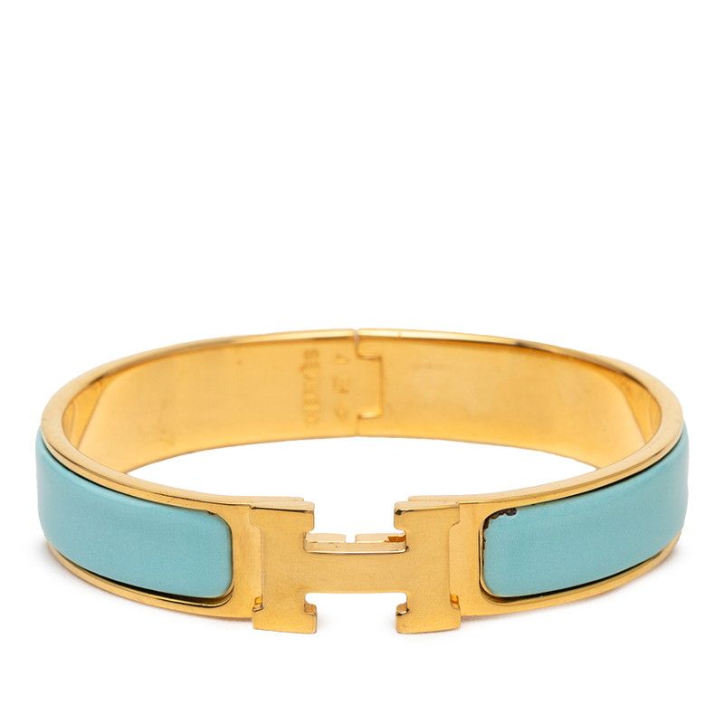 Hermes Clic PM Bracelet Gold Blue Plated Enamel