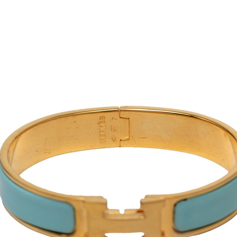 Hermes Clic PM Bracelet Gold Blue Plated Enamel