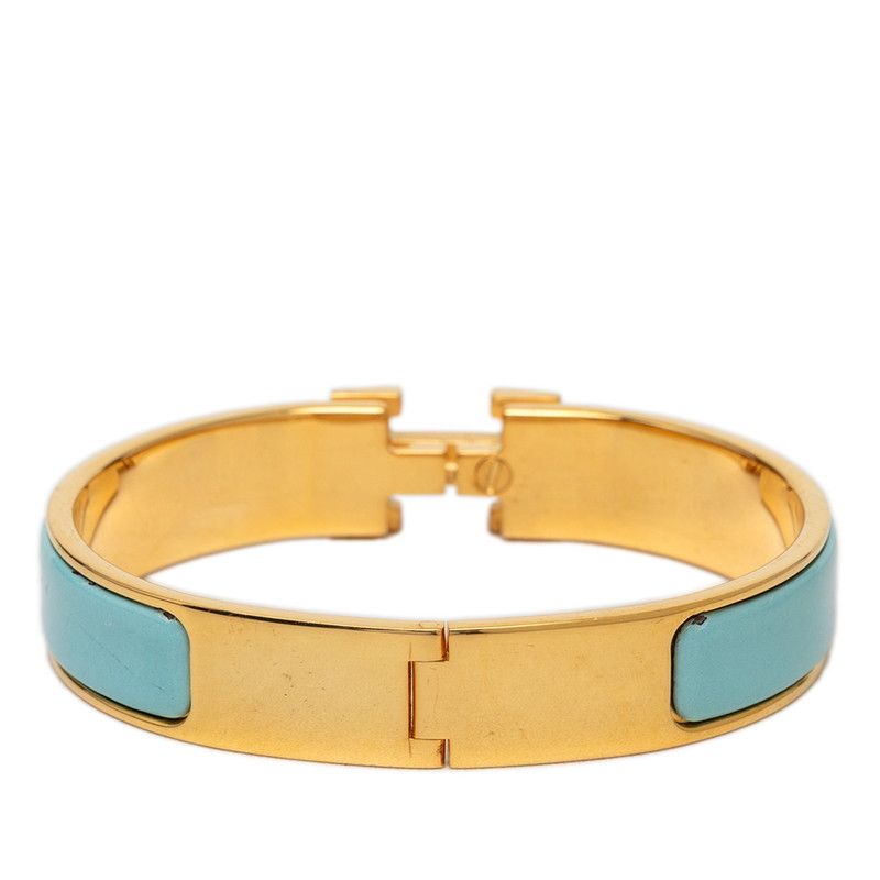 Hermes Clic PM Bracelet Gold Blue Plated Enamel