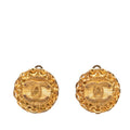 Chanel CC Logo Vintage Round Earrings Gold Plated