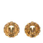 Chanel CC Logo Vintage Round Earrings Gold Plated