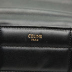Celine Matelasse Monochrome Chain Shoulder Bag Black Leather