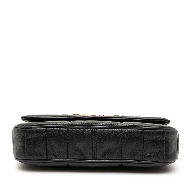 Celine Matelasse Monochrome Chain Shoulder Bag Black Leather