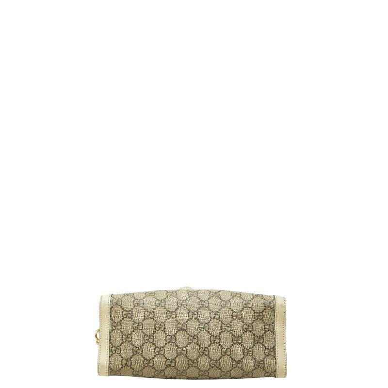 Gucci GG Supreme Padlock Chain Shoulder Bag Beige Ivory Leather