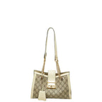 Gucci GG Supreme Padlock Chain Shoulder Bag Beige Ivory Leather