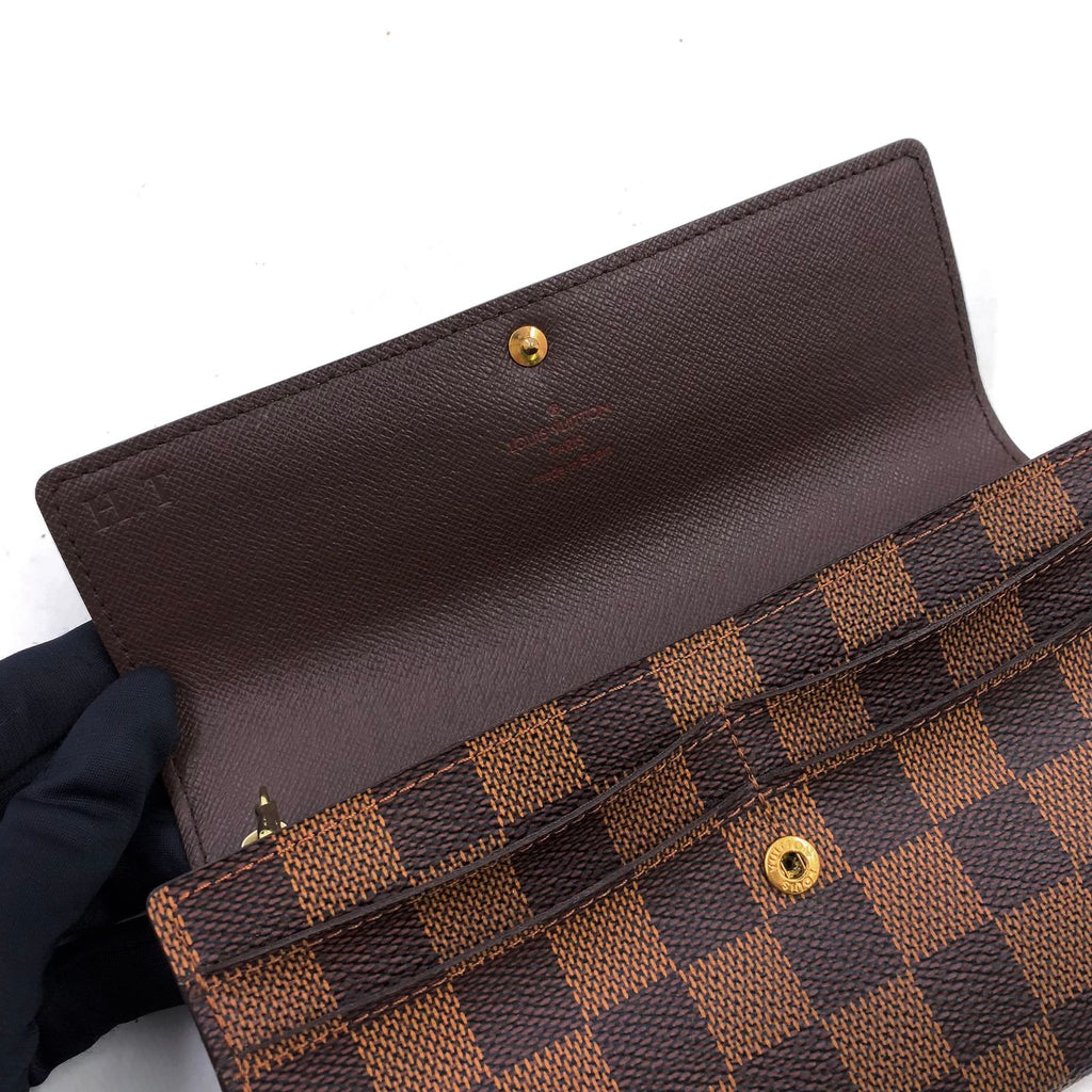 Louis Vuitton Portefeuille Sarah Damier Ebene Initials Leather Brown Bifold — view 9