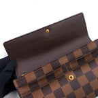Louis Vuitton Portefeuille Sarah Damier Ebene Initials Leather Brown Bifold — view 9
