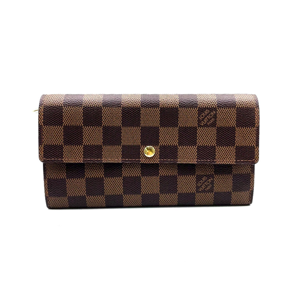 Louis Vuitton Portefeuille Sarah Damier Ebene Initials Leather Brown Bifold