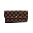 Louis Vuitton Portefeuille Sarah Damier Ebene Initials Leather Brown Bifold