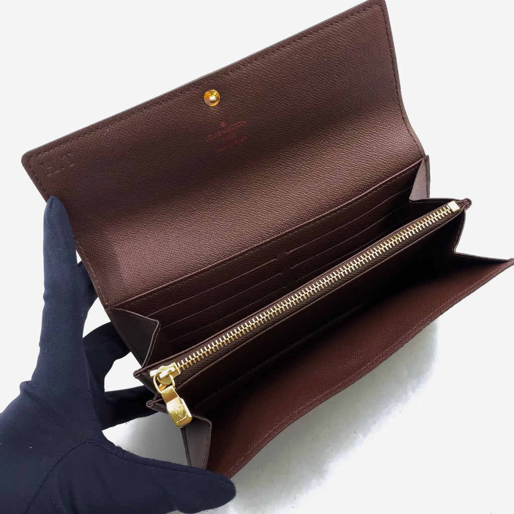 Louis Vuitton Portefeuille Sarah Damier Ebene Initials Leather Brown Bifold — view 3