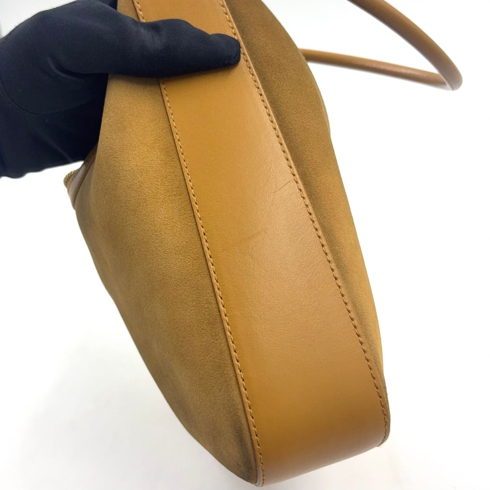 Gucci Suede Hobo Leather Light Brown Shoulder Bag Gold — view 8