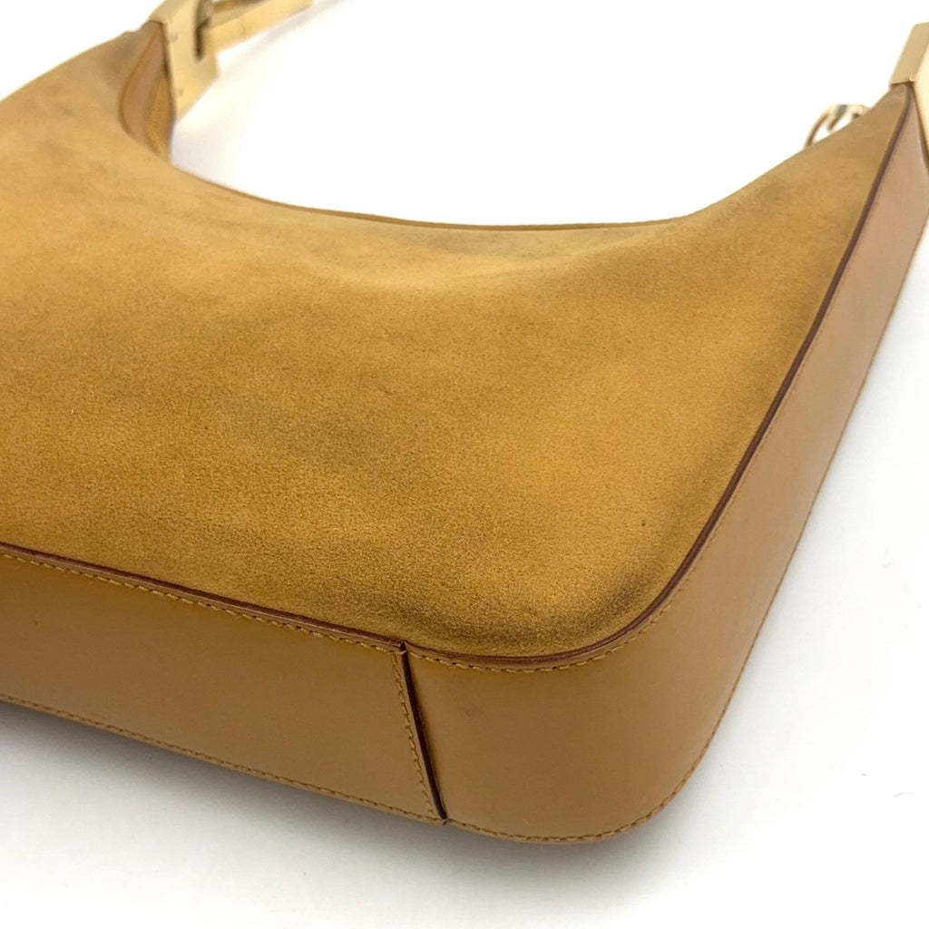 Gucci Suede Hobo Leather Light Brown Shoulder Bag Gold — view 7