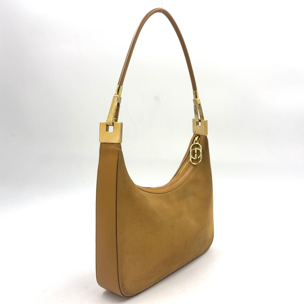 Gucci Suede Hobo Leather Light Brown Shoulder Bag Gold — view 2