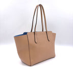 Gucci Swing Leather Beige Light Blue Tote Silver — view 2