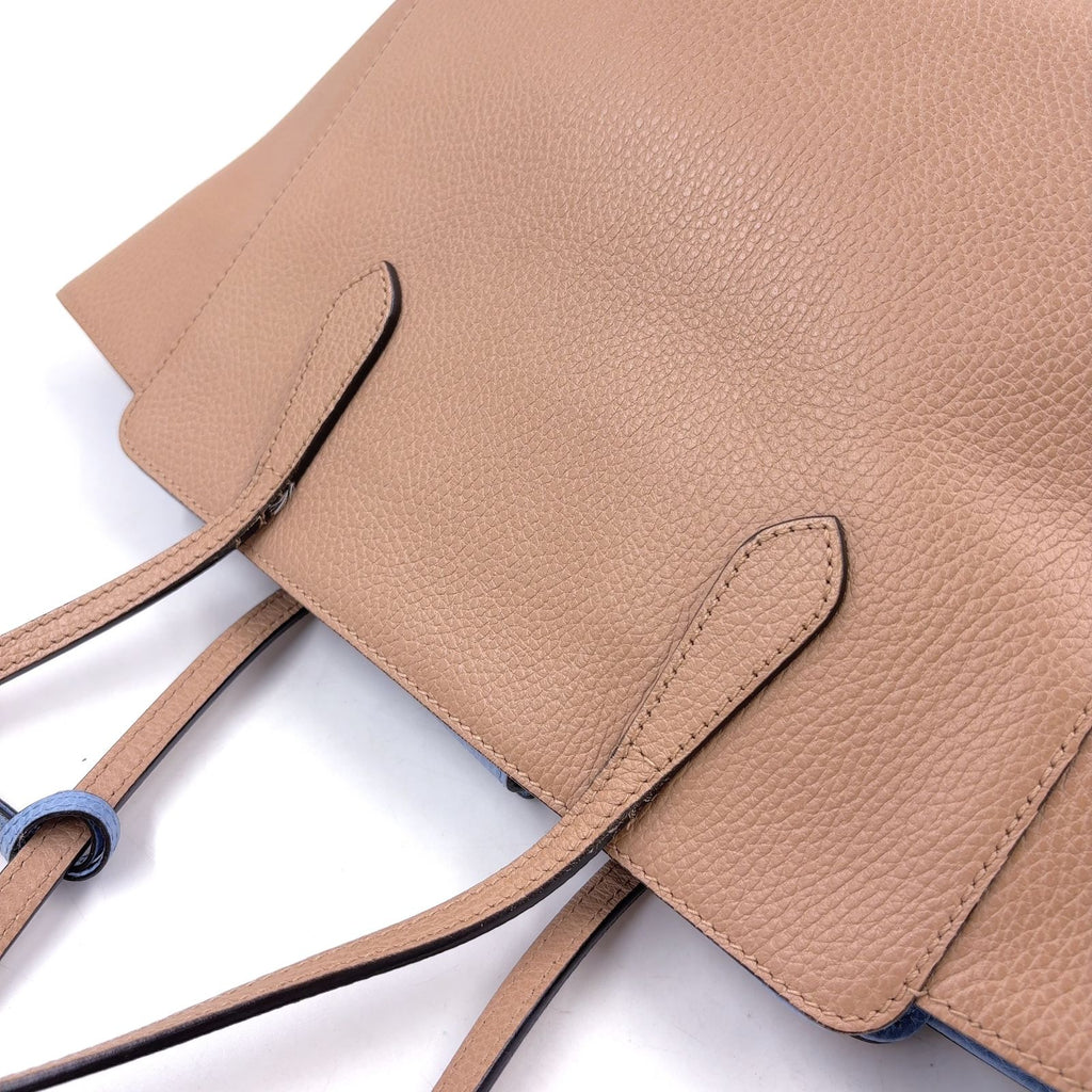 Gucci Swing Leather Beige Light Blue Tote Silver — view 7
